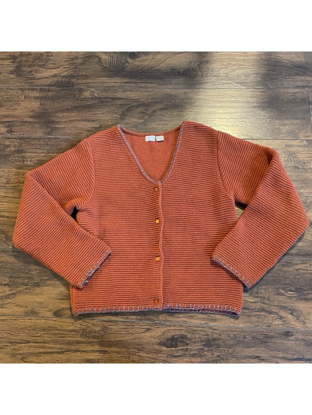 FORK Vintage Women's Size Large Burnt Orange Lam wool Cardigan